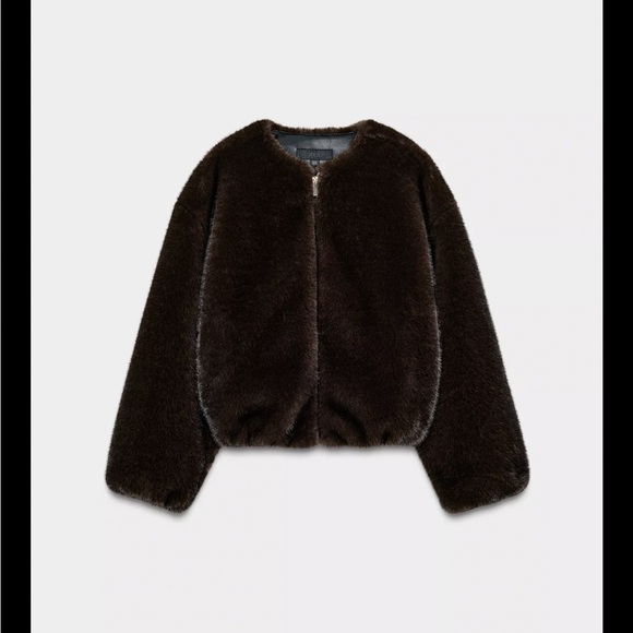 Zara Dark Brown Bomber Jacket - Picture 1 of 9